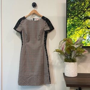 Brooks Brothers Red Fleece Autumn Plaid Lace Sheath Wool Dress Size 4